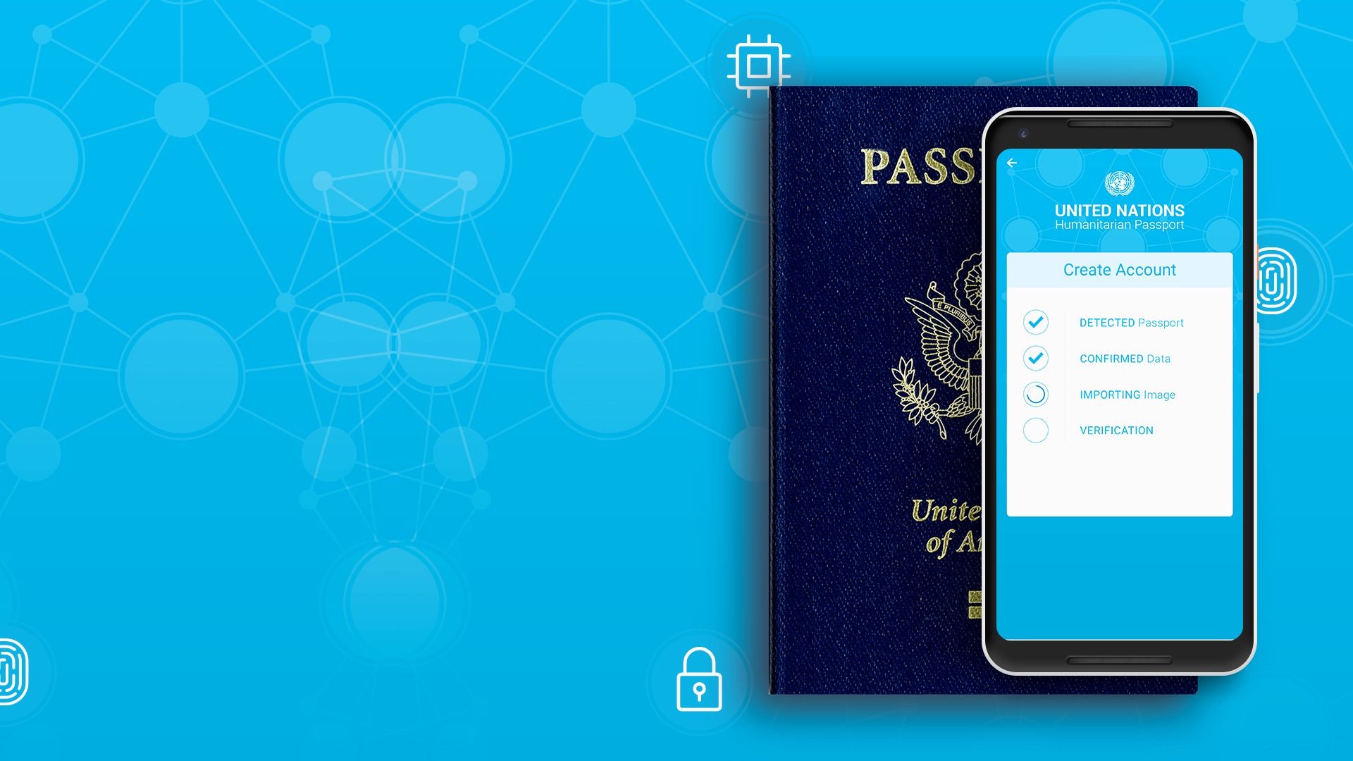 The Humanitarian Passport app creating an account against a physical passport