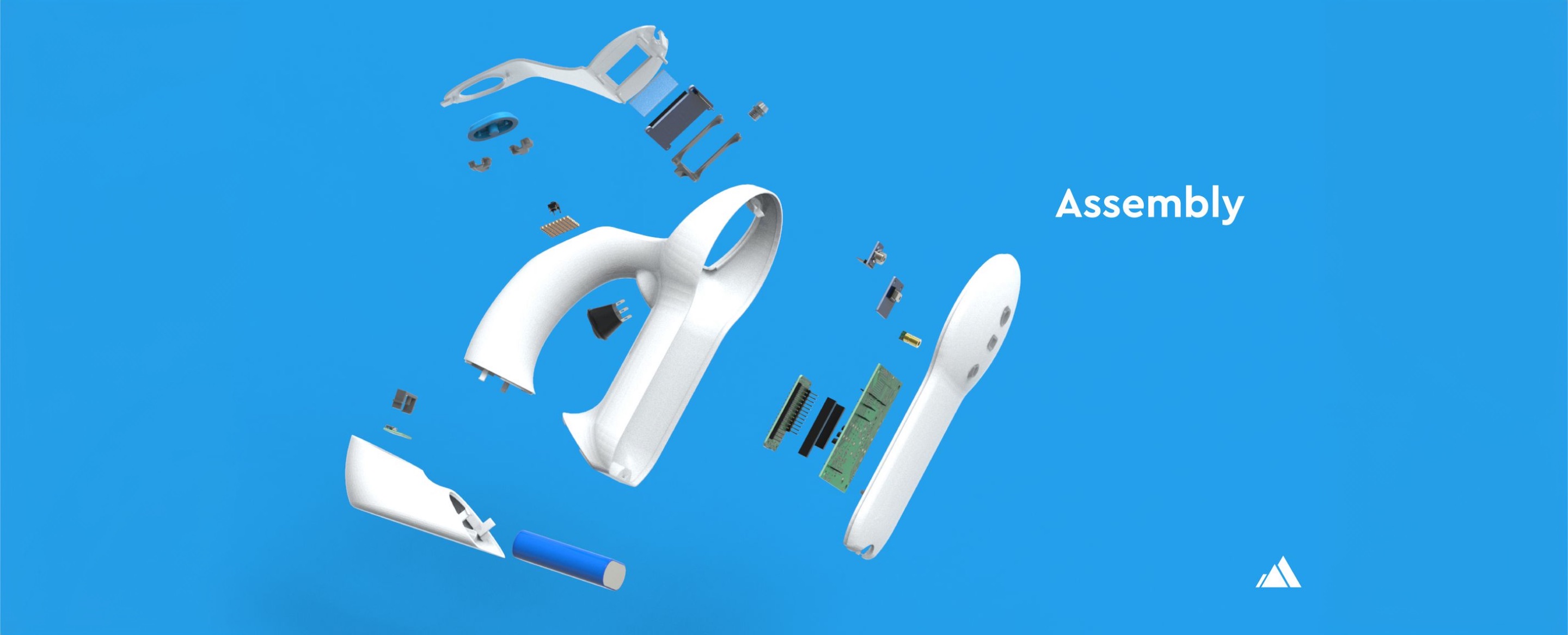 Exploded assembly render of every Theia thermometer component